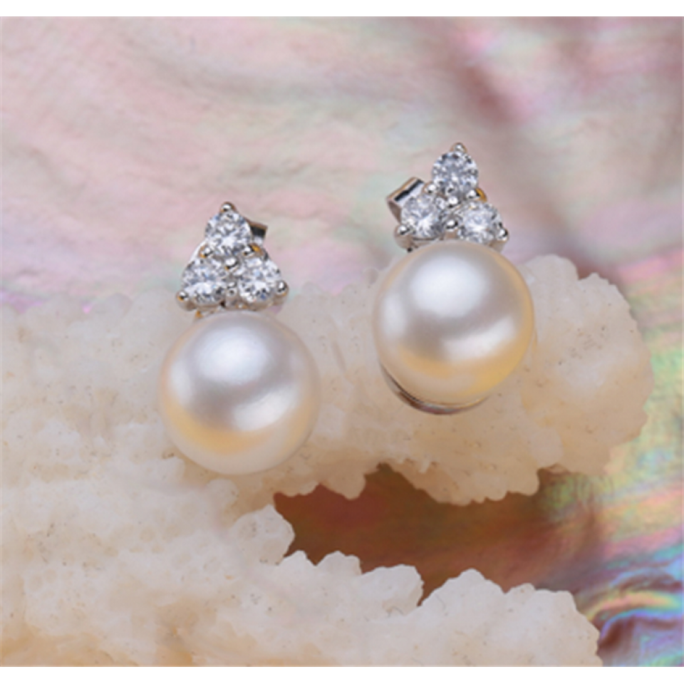 Silver freshwater cultured real pearl earrings 925